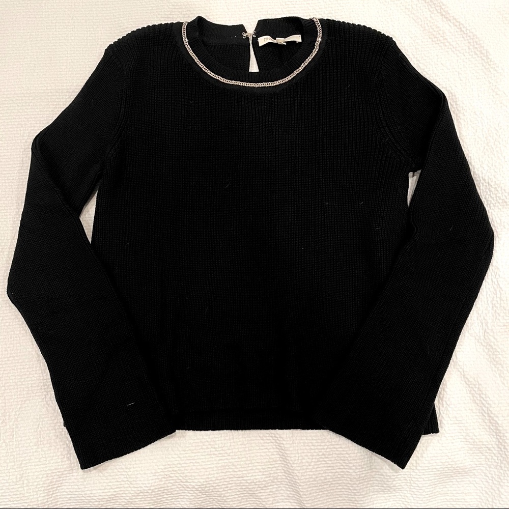 MAJE | Knitted Sweater w/ Gold Chain Trim (Size 1)